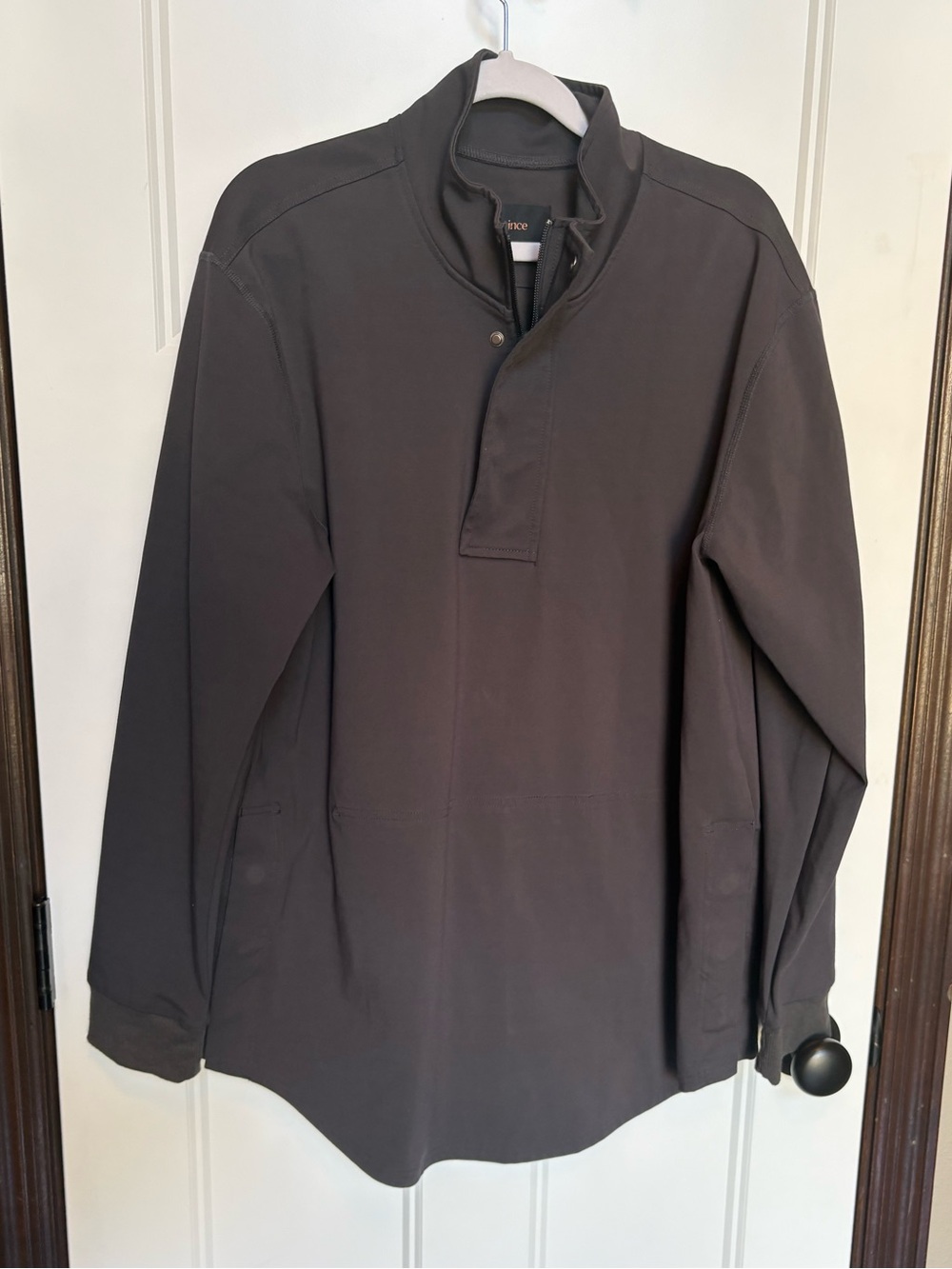 Quince On Par Dark Coal Gray Half-Zip Golf Pullover Magnetic Side Vents sz L